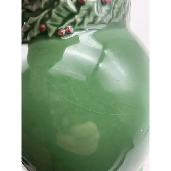 Vintage Ceramic Holiday HollyBerry Pitcher by Garden Ridge, 2005 Original Tag 8" - Picture 3 of 10
